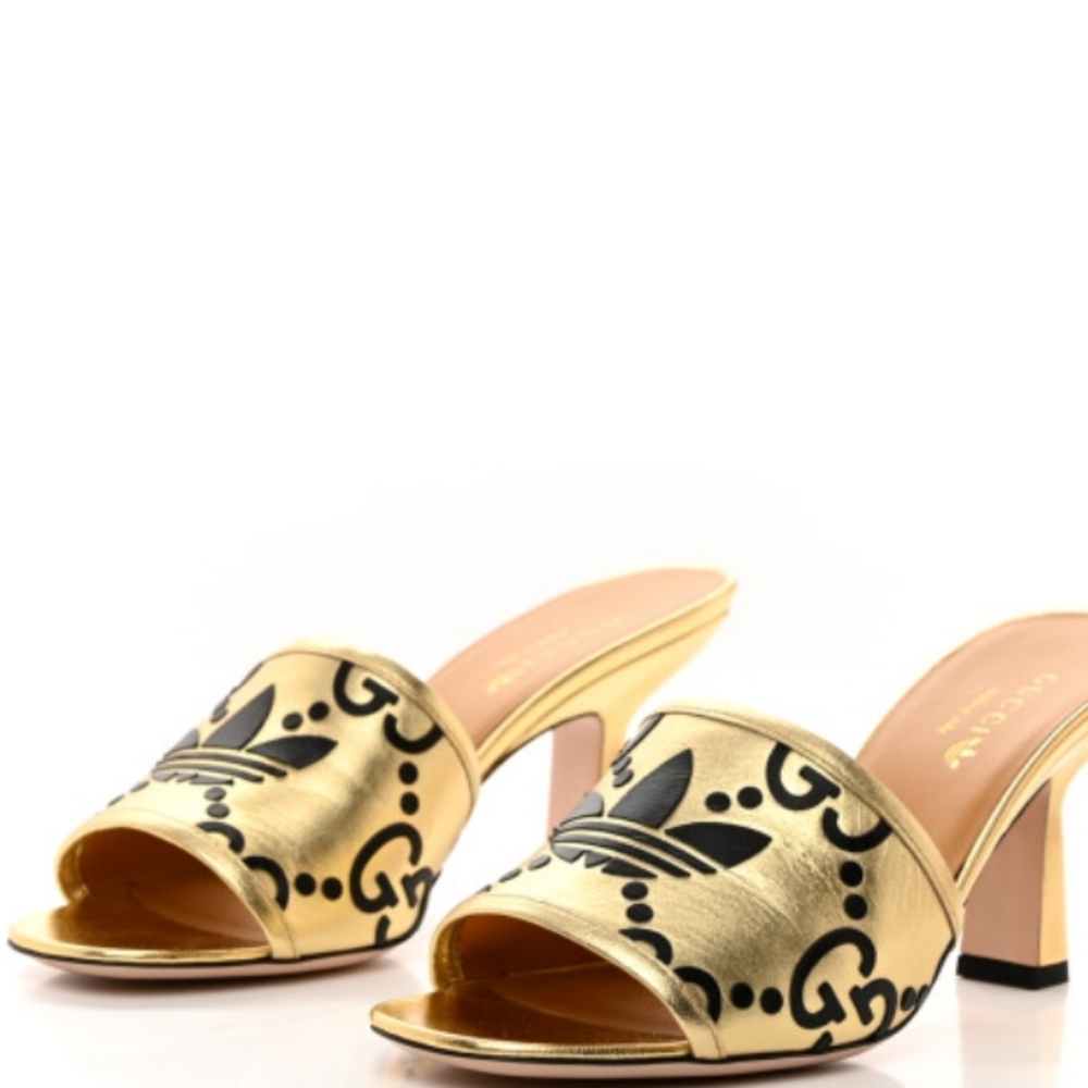 Gucci × Adidas Nappa  Silk Jumbo Monogram Charlotte Slide Sandals  42